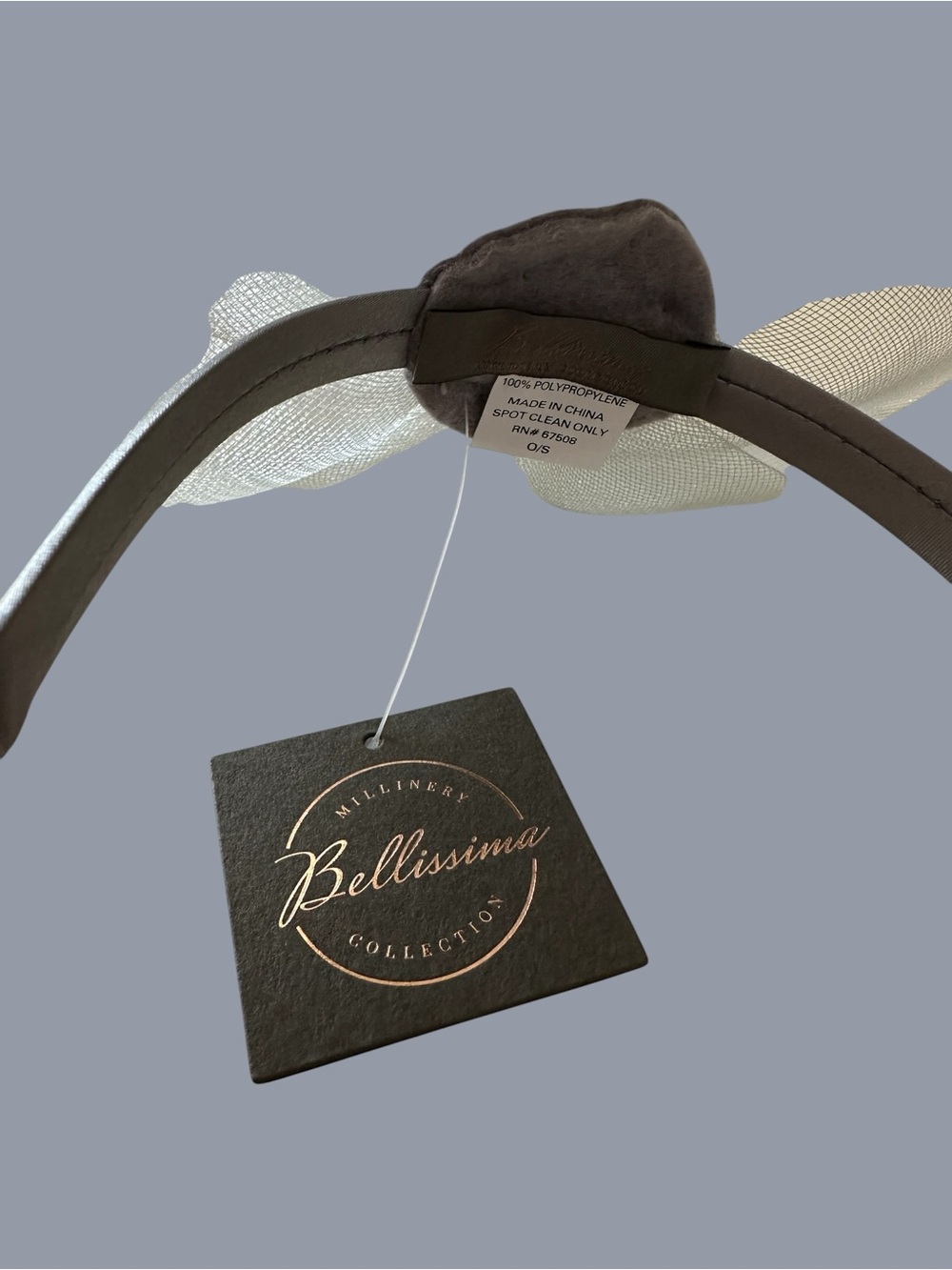 Bellissima Pale Grey Gathered Net Fascinator Headband Wedding Kentucky Derby - Picture 8 of 10